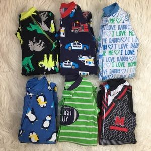 6 toddler boy footie fleece pajamas bundle lot
